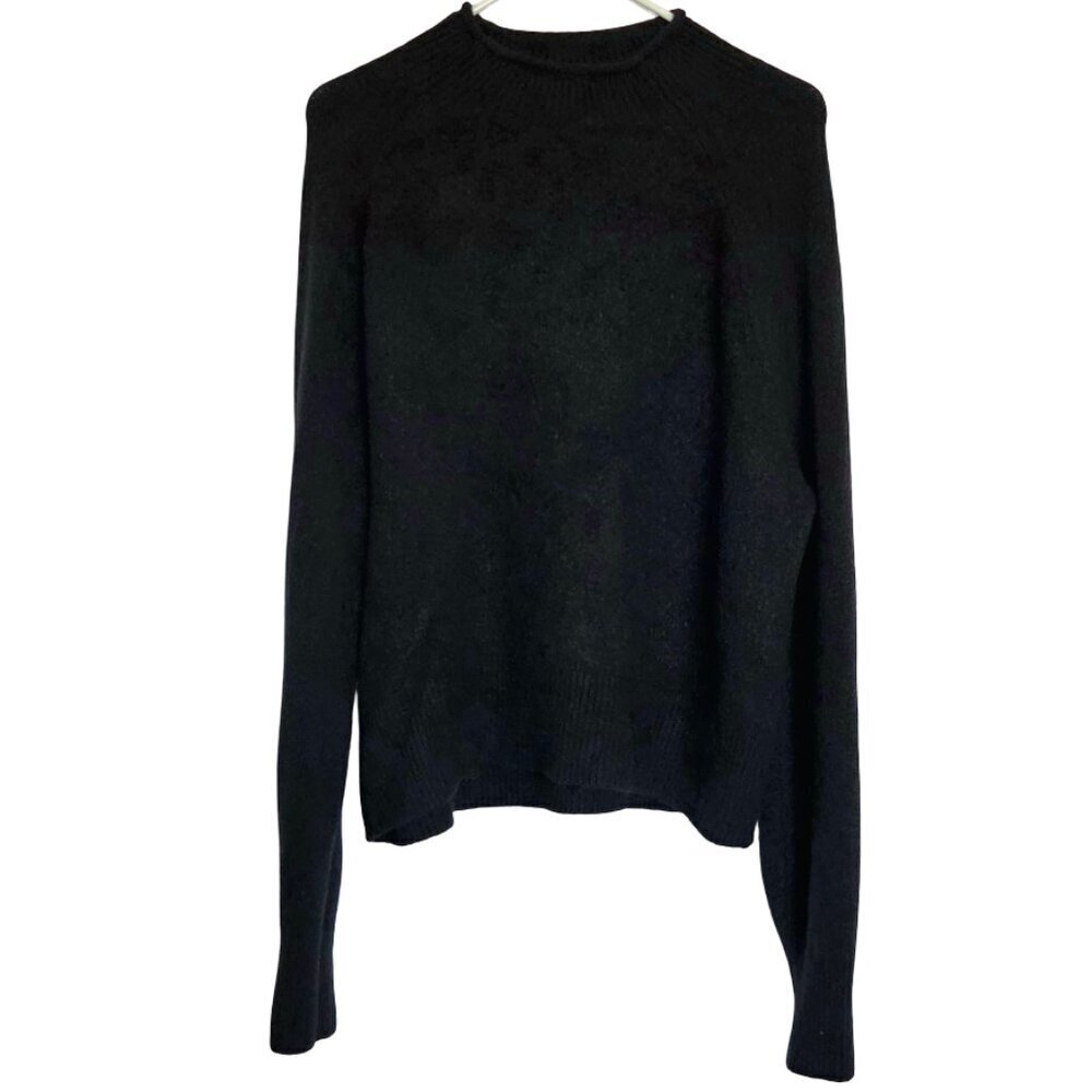 J Crew Sweater Women Large Black Merino Wool Cozy Relaxed Fit Classic Cowl Neck